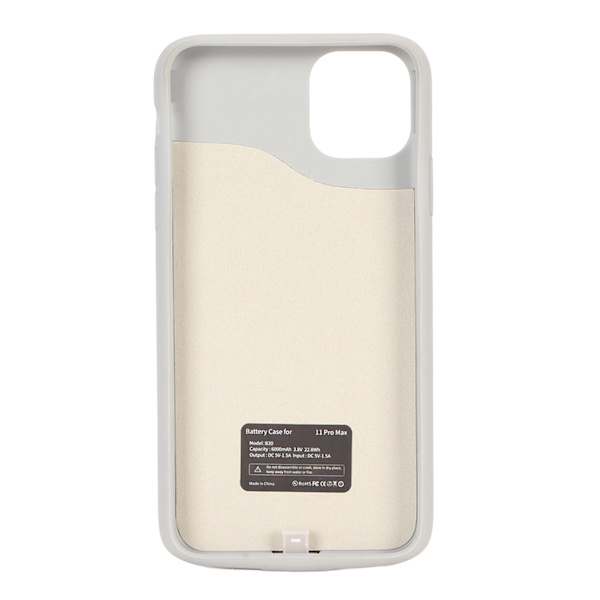 Batterifodral för IOS 11 Pro Max 6,5 tum Utökad Laddning Skyddande Fodral 6000mAh Uppladdningsbar Indikator Smalt Fodral White