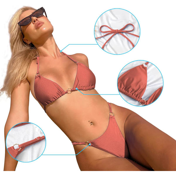 WJSMSexy Bikinit naisille 2-osainen bikinit Spagettihihnat Uimapuvut Yksivärinen Uimapuku Kolmio Uimapuku Red Bean Paste L