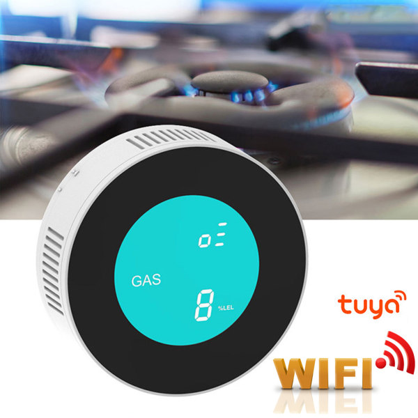 LCD-skärm WIFI Brännbar gasläckagedetektor Smart Larmsensor för Tuya 100-240VEU Plugg