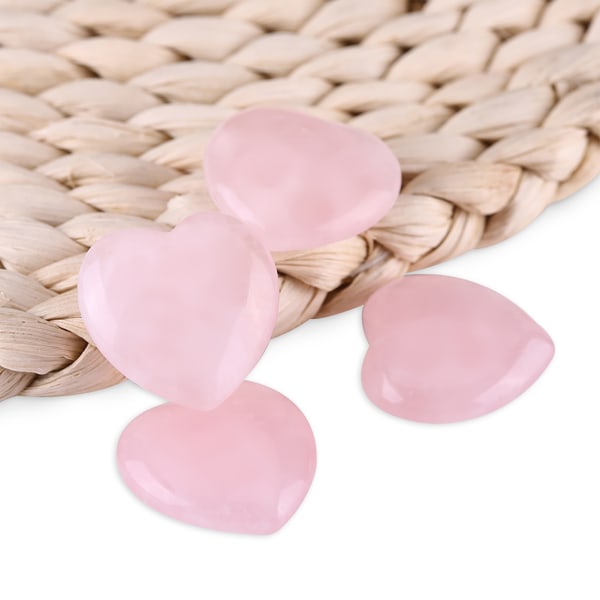 4 st Rosenkvarts snidad hjärtformad rosa kristall Healing Stone Halvädel ädelstensdekor