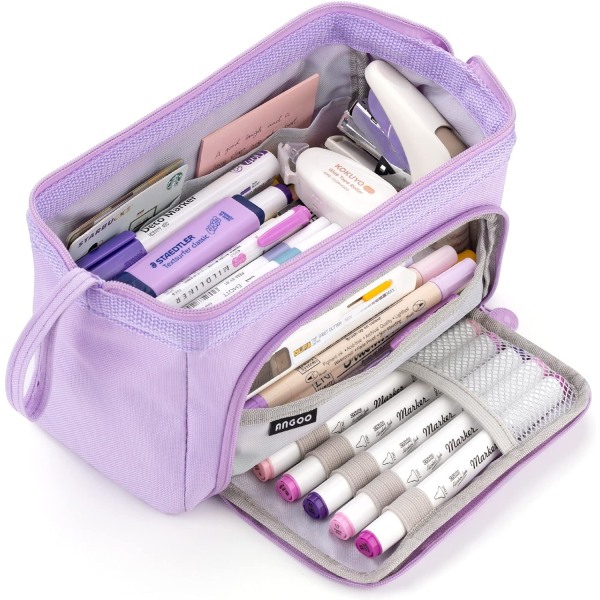 WJSMP case med stor kapacitet pennpåse Handhållen pennväska Kosmetisk bärbar present till kontorsskola Tonåring Flicka Pojke Män Kvinnor Vuxen (lila) Purple