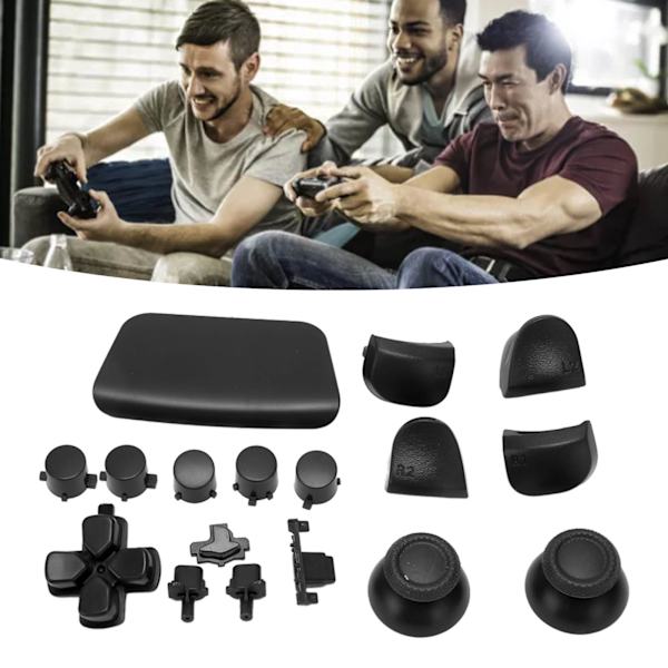 16 stk. Spillkontroll-erstatningsknapper for PS5-kontroller - Erstatningsknapper for tommelfinger, avtrekkerknapper for PS5-kontroller Black
