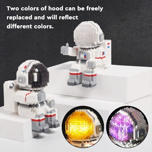 Astronaut Mini Byggstenar Mikrobyggset för Barn och Vuxna 12-15 Rymdleksaker Presenter - Kompatibel med Nano (1008 Stycken) Backpack Astronaut