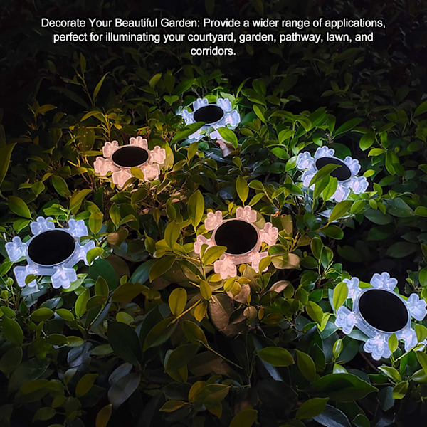 Solcelled Snøflagglys Hagebelysning IP65 Vanntett 3 Moduser med Stake Landskapslys for Gangsti Hage White Light