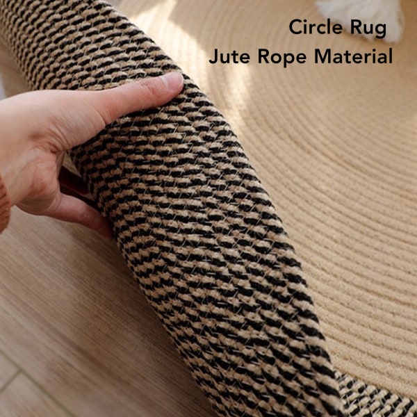 Rund Jute-Tæppe Vendbar Retro Nordisk Stil Moderigtigt Gulvtæppe Cirkel Tæppe til Soveværelse Gang Retro Farve 45cm