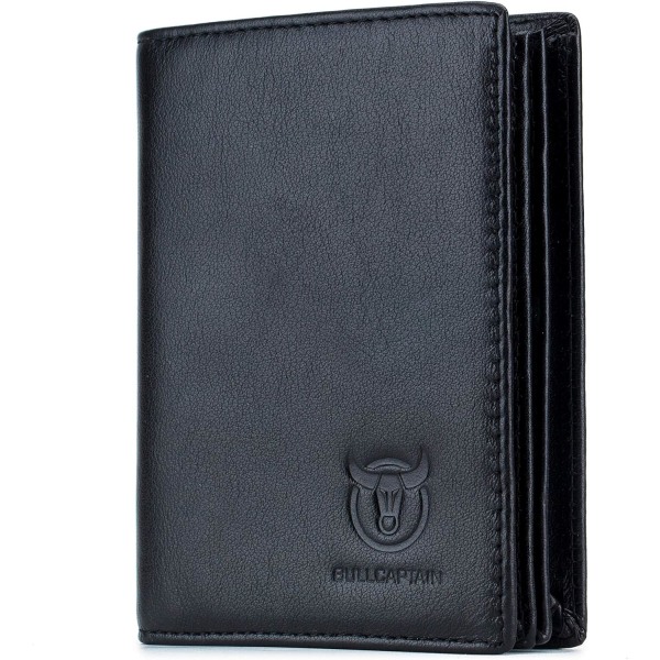 Stor kapacitet ægte læder bifold tegnebog/kreditkortholder til mænd med 15 kortpladser QB-027 (sort) Black
