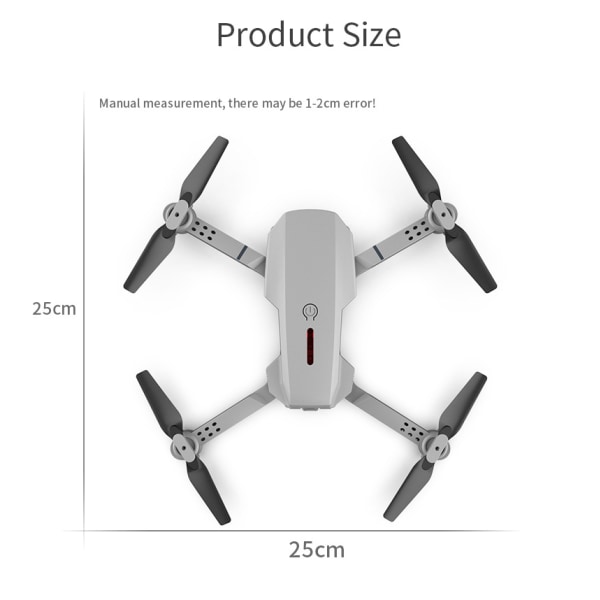 E88 Mini-taitettava drone , jossa on 4K-kamera, kaksoislinssi, GPS-paikannus ja vakaa lento korkealaatuiseen ilmakuvaukseen ja videotallennukseen laukun kanssa