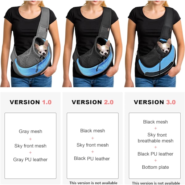 Bæresele til kæledyrshunde, åndbar mesh, rejse sikker bæresele til hunde og katte Sky blue Medium