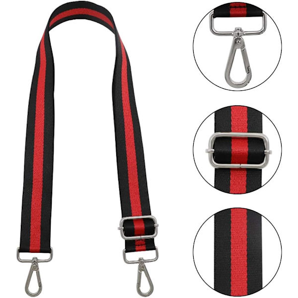 Veskestropp erstatning crossbody veske stripe Black Red