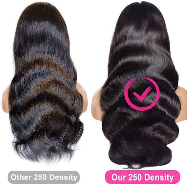 250 Tiheys 26 Tuuman SKINLIKE Todellinen HD Pitsirinta Wigit Ihmishiukset Esi-Poimittu 13x4 Käyttövalmis Liimaamaton Body Wave Wigit Ihmishiukset Mustille Naisille 0.095 26inch