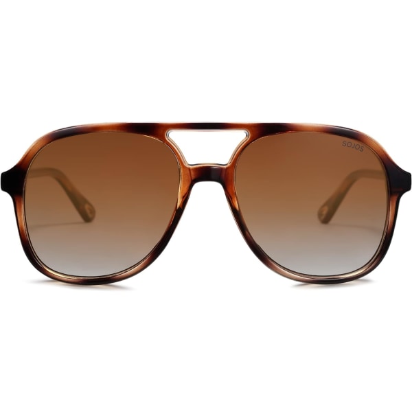 Retro Polarized Aviator Solglasögon för kvinnor Män Klassiska 70-talet Vintage Trendiga fyrkantiga flygare Brown Tortoise Brown