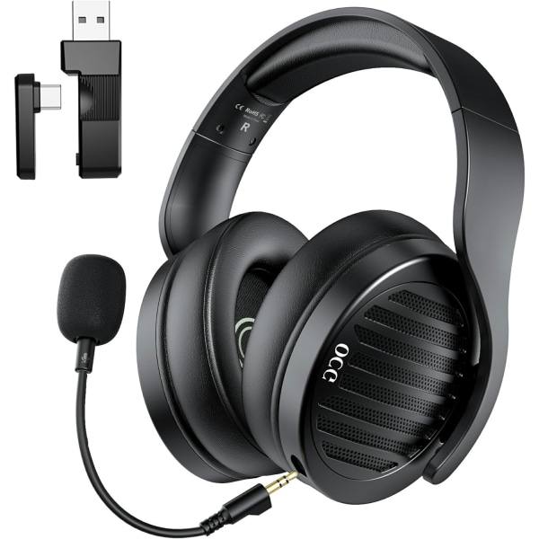 Gaming Headset Dubbla trådlösa förlustfria 2.4G Bluetooth -spelhörlurar med löstagbar mikrofon 50 mm högtalare - för PC, PS4, PS5, smartphone, MacBook TA 2000 Gamingheadset