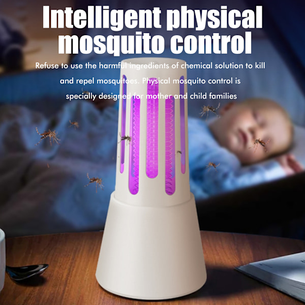 Hyönteisansaloukku USB-ladattava 360° Hyttysansa LED-lyhty sisä- ja ulkokäyttöön Koti Puutarha Patio Leirintä White