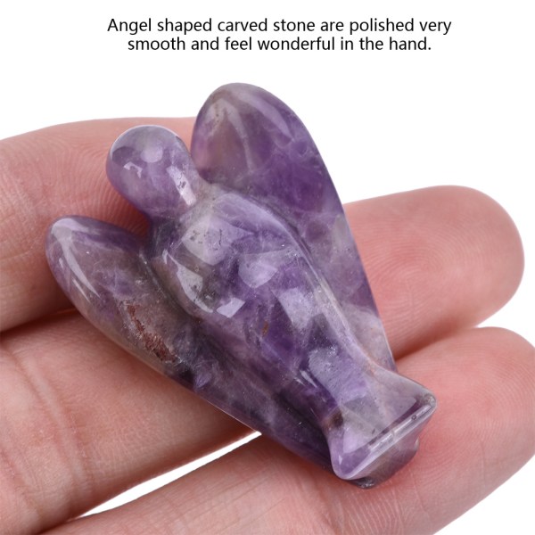 Vacker Naturlig Klar Kvarts Kristall Healing Kraft Carvad Ängel Figur Amethyst
