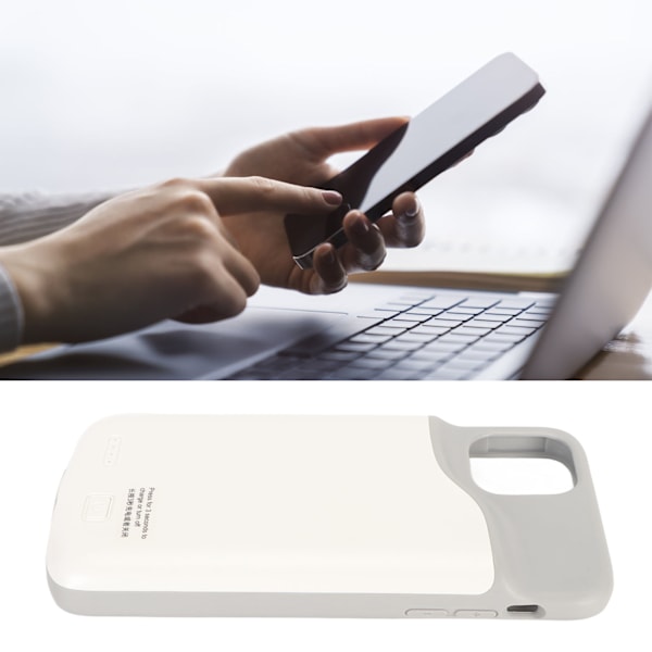 Batterifodral för IOS 11 Pro Max 6,5 tum Utökad Laddning Skyddande Fodral 6000mAh Uppladdningsbar Indikator Smalt Fodral White