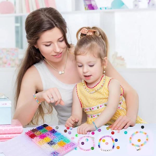 Perleperler til smykkeproduksjon 28 farger, 1680 stk flerfargede perler til armbånd, halskjeder, øredobber, runde perleperle sett DIY håndverk gaver