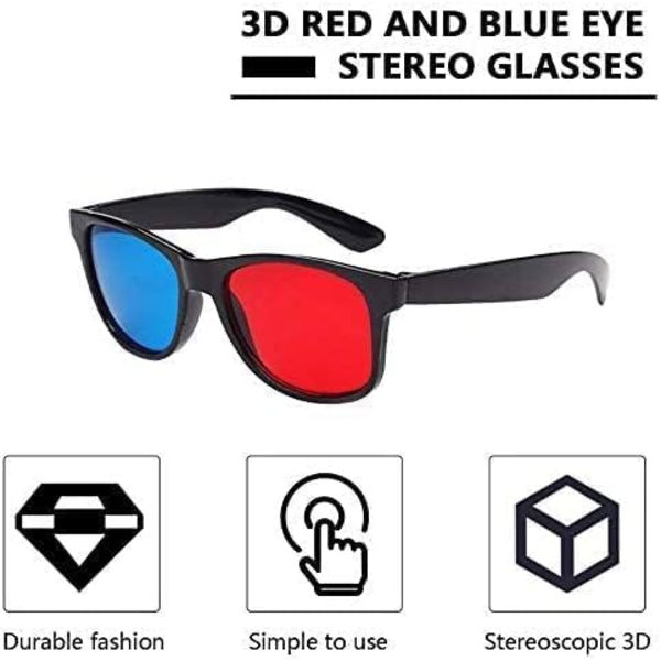 4 stk. Røde og blå 3D-briller Universal TV-film Dimensionel videoramme 3D-briller DVD-spilbriller 3D-stilbriller til 3D-filmspil