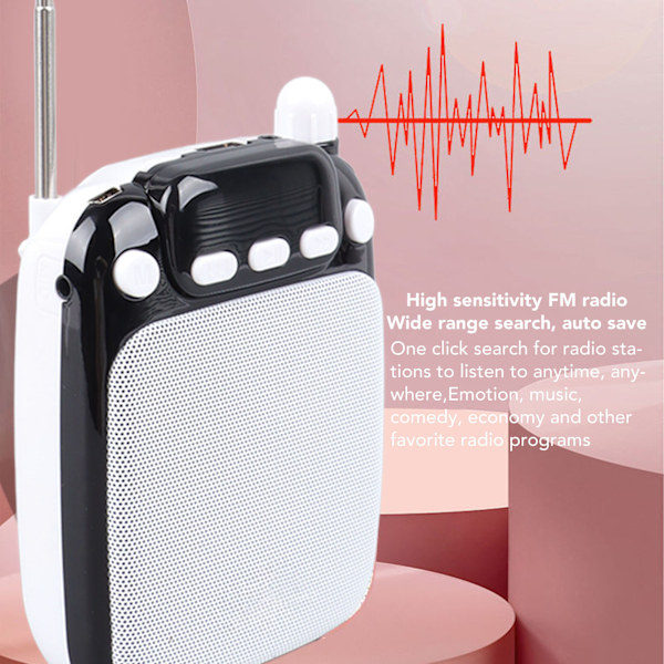 Stemmeforsterker Bærbar oppladbar Bluetooth-stemmeforsterker med kablet mikrofonhodesett for lærerveiledning Black