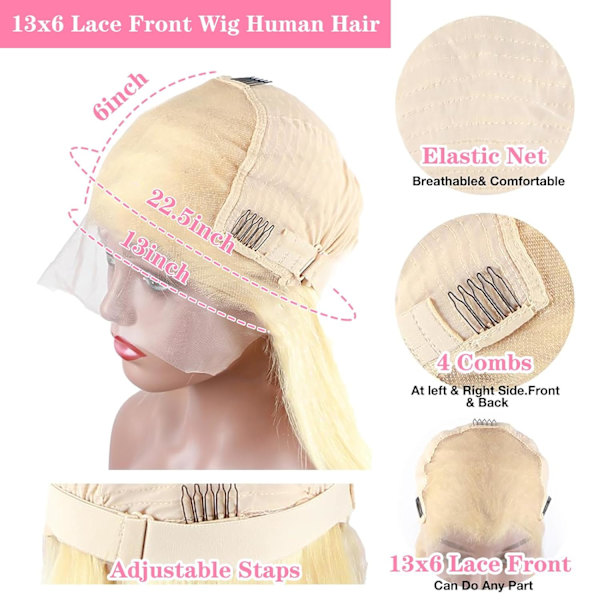 13x6 613 Pitsirintaperuukki Ihmishiukset Body Wave Pitsirinta Glueless Peruukit Ihmishiukset Vaalea Peruukki Ihmishiukset 180% HD Pitsirinta Peruukit Ihmishiukset Esi-Poimittu Light Gold 24 Inch