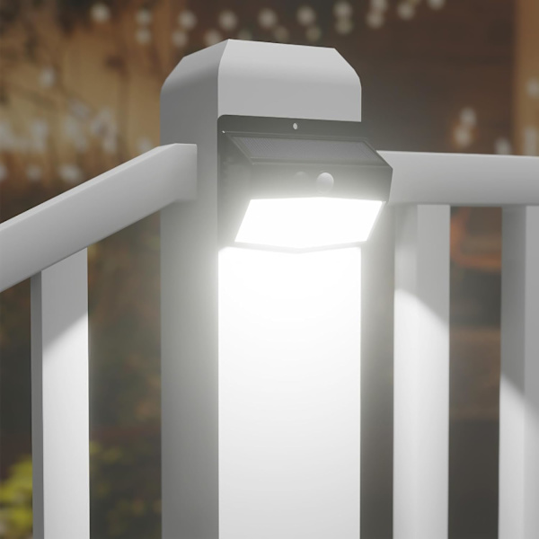 Solcellebevægelsessensorlys Udendørs [ 2 Pakker/138 LED ] Lyse Solcellehegnlys med 3 Lystilstande, Solcelledrevne Sikkerhedslys Vandtætte til Cool White2
