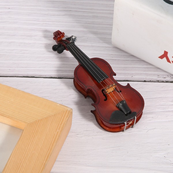 Puinen miniatyyri viulumalli minimusiikki-instrumenttimalli työpöydän koristeet lahja 8cm