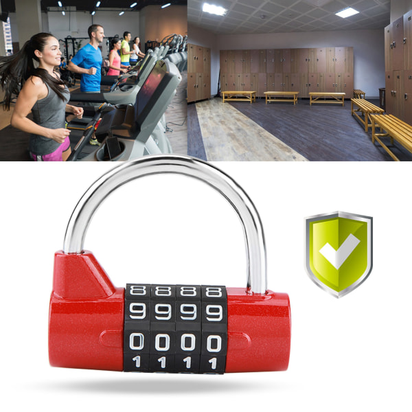 4-cifret kodekombination hængelås Rejsekuffert Gymnastikskab Sikkerhed Adgangskodelås Rød