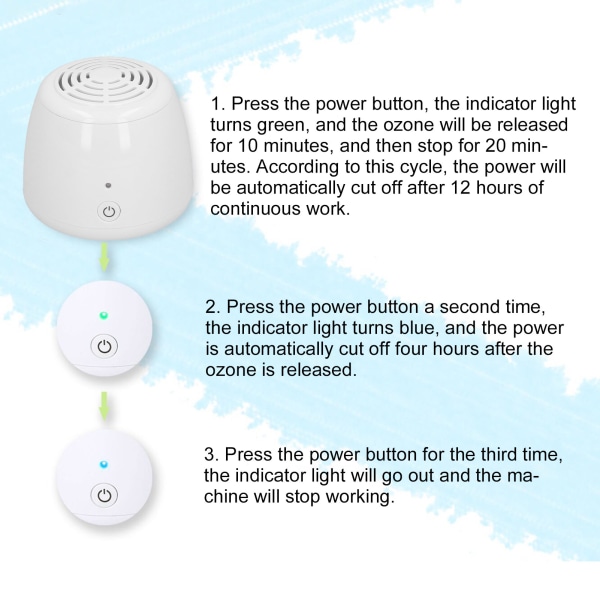 Mini Otsonigeneraattori Keittiön Jääkaapin Hajunpoistaja Formaldehydin Poistokone Valkoinen