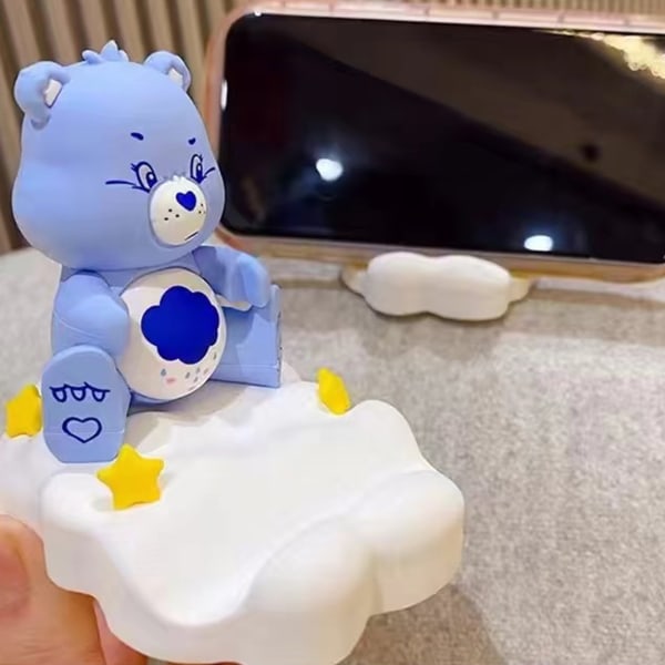 Bear Phone Stand Cute Cartoon Stall Support Bærbar bordtelefonstativ Telefonholder for jenter Blue