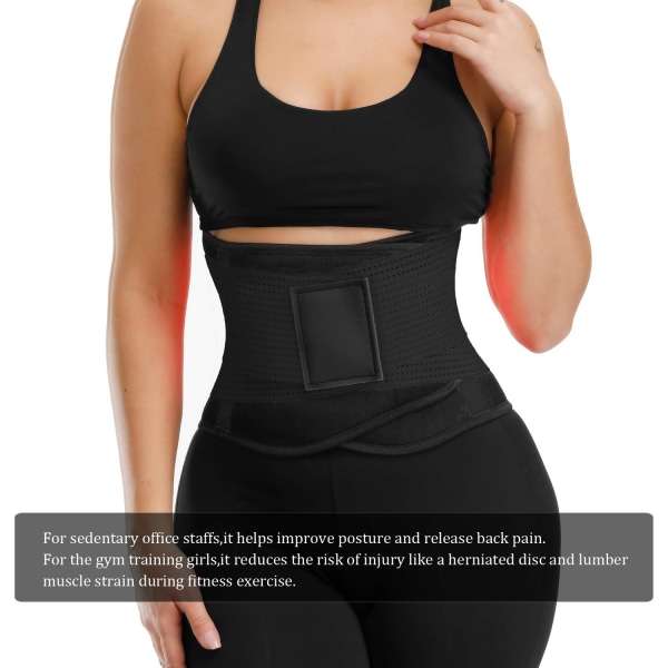 Midjetrenerbelte for kvinner - Midjetrener Trimmer - Slankende Body Shaper-belte - Sport Girdlesbelte (UP Graded) black L