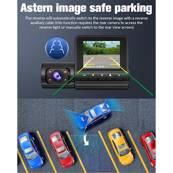 Dashkamera för bilar, 4K Full HD Dash Cam fram och bak inuti, Dashcam med nattsyn med gratis 32 GB SD-kort, inbyggd loopinspelning, G-sensor, WDR