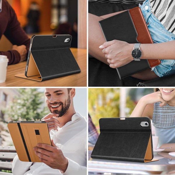 Ipad Pro 11-tumsfodral (2024), Premium Läder Business-fodral med Pennhållare - Auto Sleep Wake Black Brown Apple