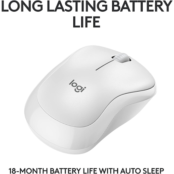 Logitech M221 Trådløs Bluetooth Mus, Kompakt, Glat Sporing, 18 Måneder Batteri til Windows, macOS, ChromeOS, Linux, Kompatibel med PC, Mac, Bærbare White