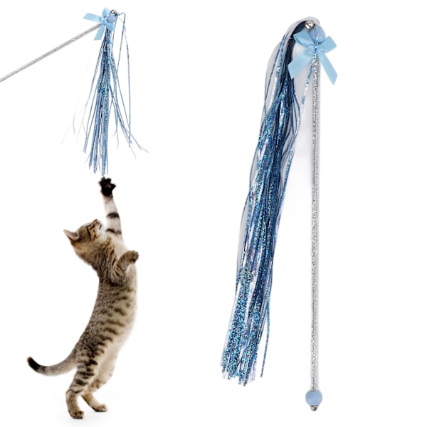 Rolig Kattsticka Träning Interaktion Rolig Kattsak Feather Wand Rolig Kattleksak Blå Ring Papper