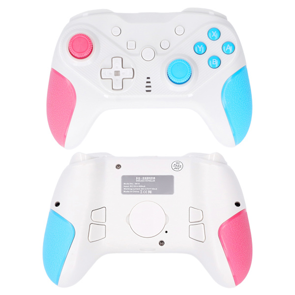 Trådløs Spilcontroller med 4 Programmerbare Knapper, 6-Akset Sensor, USB-Controller til Konsol, Pink Blå