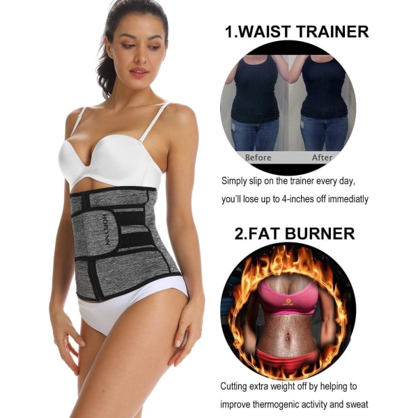 HOPLYNN Neopren Sweat Waist Trainer Korsett Trimmer Shaper Belte for kvinner Grey L