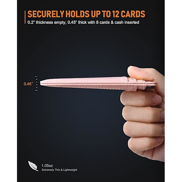 Smal Minimalistisk Plånbok med RFID-Blockering i Läder för Män och Kvinnor, Överraskningsgåvor för Män, Far och Farfar Pink