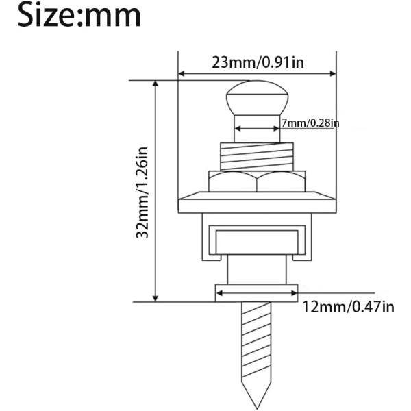 2 stk. Gitarre Remmlås Knapper Gitarre Remmlås Sett Sikkerhet Hurtigutløsning Remmlås Holder System for Elektrisk, Bass, Akustisk Gitar (Svart) Black