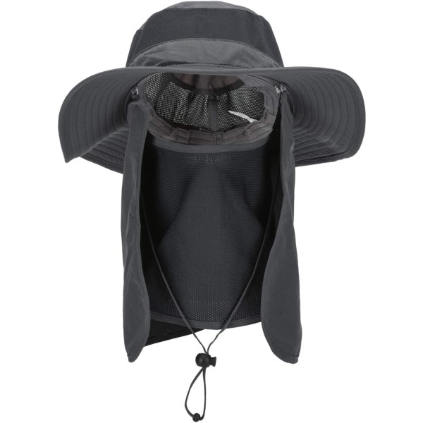 Outdoor Sun Hat UPF 50 Suojaus Vedenpitävä Kalastushattu Cover Kesä Kaulaläppähattu Dark Gray
