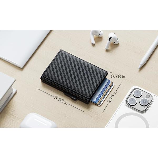 Plånbok för Män - Pop Up Aluminiumfodral, 2-i-1 Magnetisk Plånbok, med Kontantfack Kreditkortsfack - Slank Plånbok med RFID-Blockering, Minimalistisk Läder W