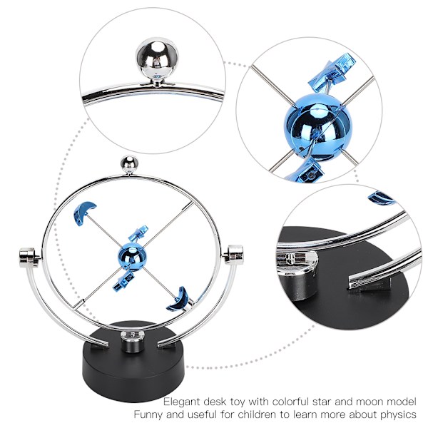 Perpetual Motion Bordlegetøj Stjerne Måne Planetarisk System Farve USB Batteri Skrivebords Skulptur