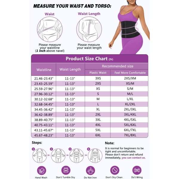Kvinner midjetrener Cincher 3 stropper - magekontroll svettebelte trening slankt magebånd for vekttap Black XL
