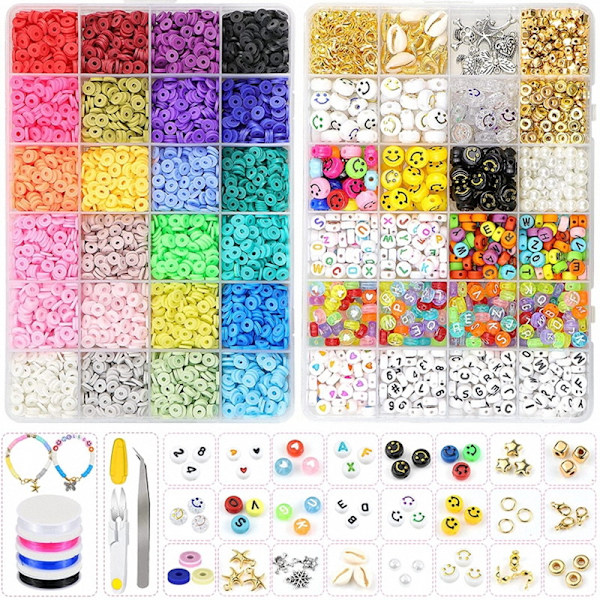 7000 st lerpärlsarmband gör-det-själv-kit, mjukt keramiskt pärlset, vänskapsarmband DIY-smycken, pärlor för armband och smyckestillverkning