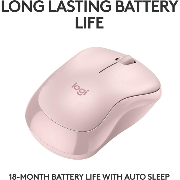 Logitech M221 Trådlös Bluetooth-mus, Kompakt, Smidig Spårning, 18 Månader Batteritid för Windows, macOS, ChromeOS, Linux, Kompatibel med PC, Mac, Bärbara datorer Pink