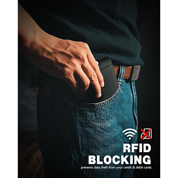 Smal Pengklämma Plånbok för Män RFID-Blockering 11 Kortplatser Minimalistisk Liten Läder Plånbok för Män Frontficka Presentask HERM NEW-Palm Lines Black