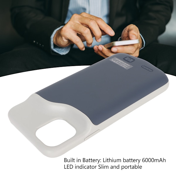 Batterifodral för IOS 11 Pro Max 6,5 tum Utökad Laddning Skyddande Fodral 6000mAh Uppladdningsbar Indikator Smalt Fodral Blue