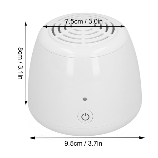 Mini Ozon Generator Kjøleskap Deodorizer Formaldehyd Fjerning Maskin Hvit