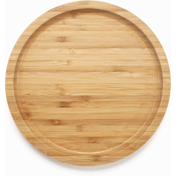Pyöreä Bambualusta, Puulevyt, Puinen Tarjoilualusta, Charcuterie-Tarjoilulauta Ruokailuun / Kahvipöydälle, 7.9 tuumaa 20 cm