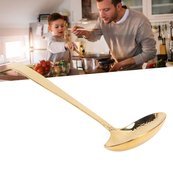 Soppslev Slitstark mässing Elegant ljus guldfärg Balanserad vikt Multifunktionssked för matlagning i hemmet kök