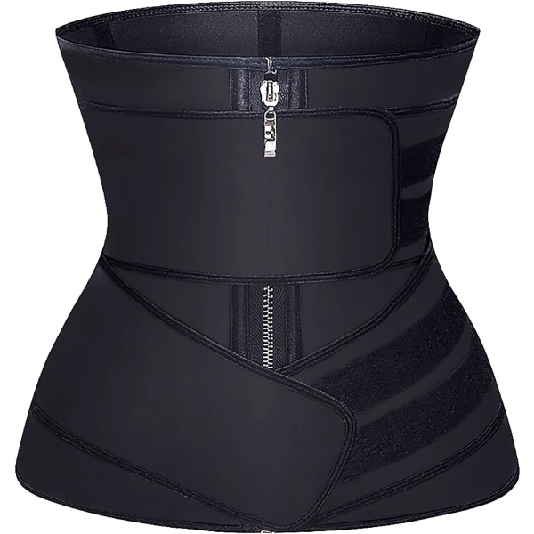 Midjetränare för kvinnor Latex Underbust JSculpt Dubbel träningsbälte Träning Sportgördel C-black (Double Straps) 3XL