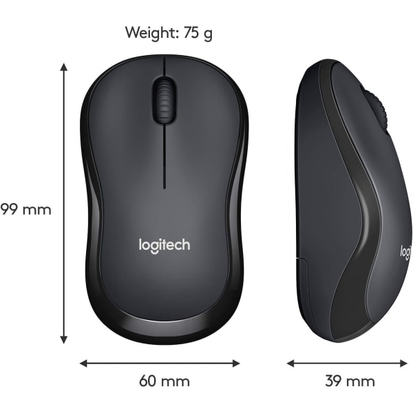 Logitech M220 SILENT Langaton Hiiri, 2.4 GHz USB-vastaanottimella, 1000 DPI Optinen Seuranta, 18 Kuukauden Akku, Molemmille Käsivarsille Sopiva, Yhteensopiva PC:n, Macin, Kannettavan Tietokoneen Kanssa Black